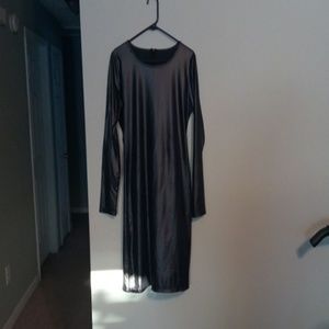 No Brand Latex like long sleeve black dress Size L